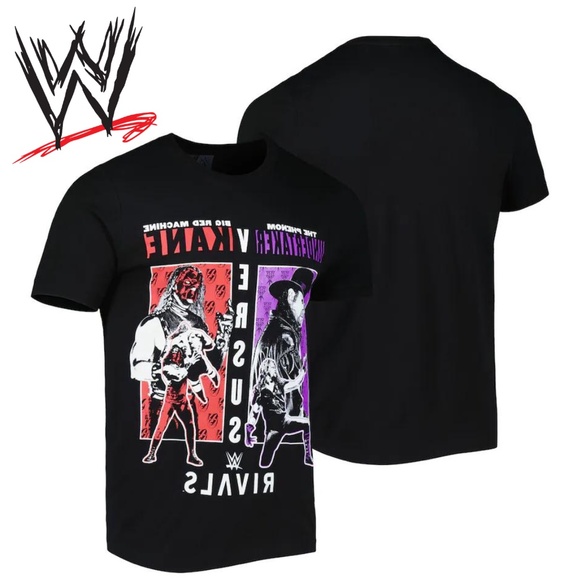 Men's Black The Undertaker vs Kane Rivals T-Shirt - Picture 1 of 13